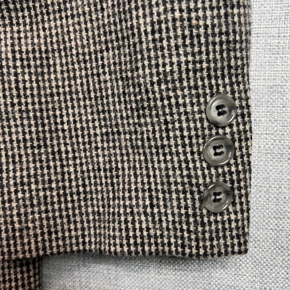 VTG Braebrook Wool Houndstooth Sport Coat Blazer Women 16 Gray Elbow Patch Prep - Picture 5 of 14